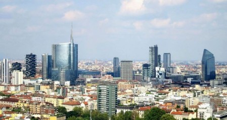 Milan sky line the sky line of Milan Italy